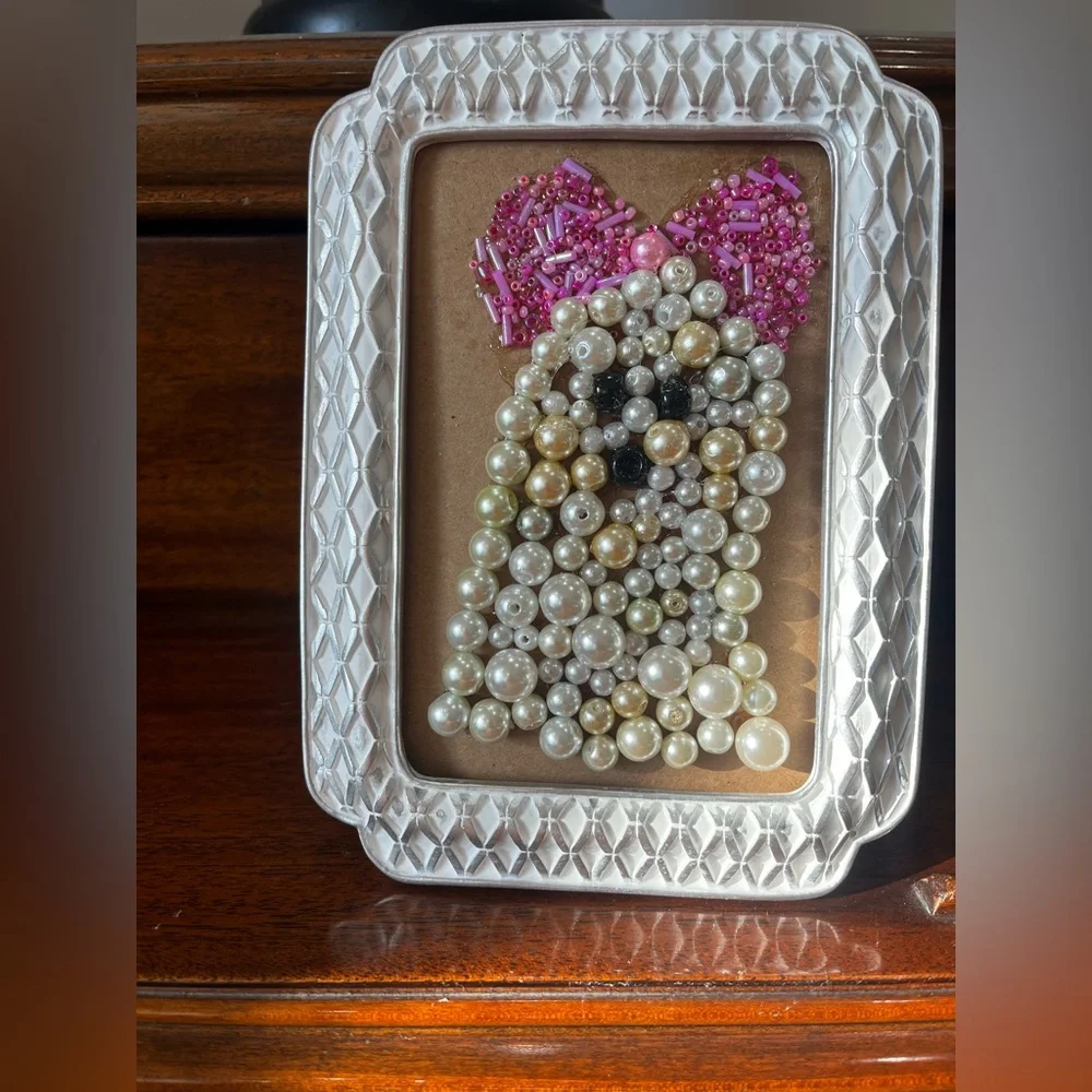 👻 Faux Pearl Ghost with Pink Beaded Bow